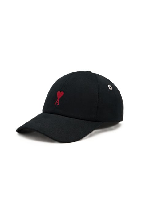 quota red	amidecoeur embroidery cap Ami Paris | BFUCP006.AW0041001 NOIR
